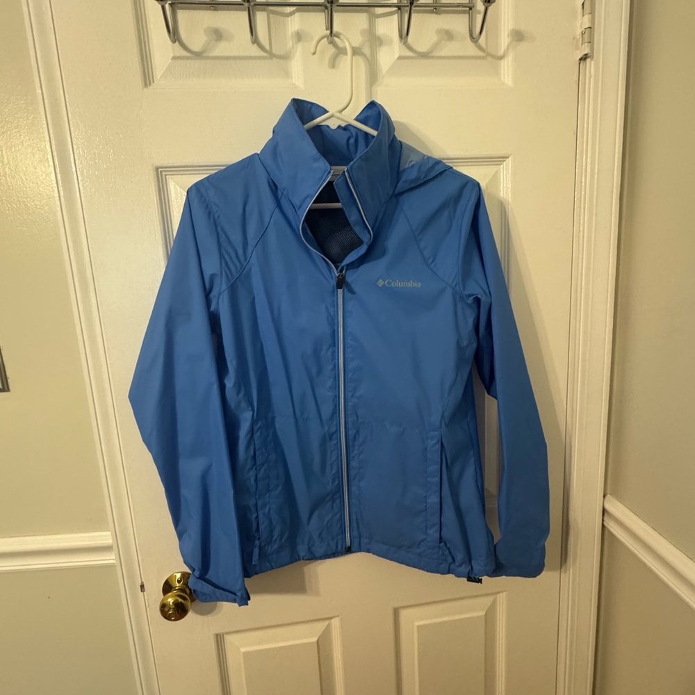 Columbia Light Blue Rain-Outdoor Jacket